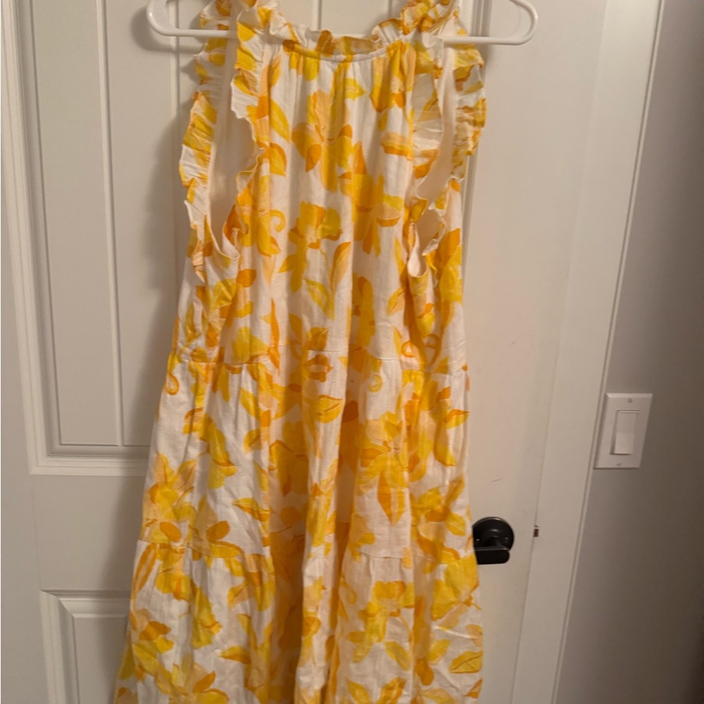 Yellow Floral Sleeveless Dress